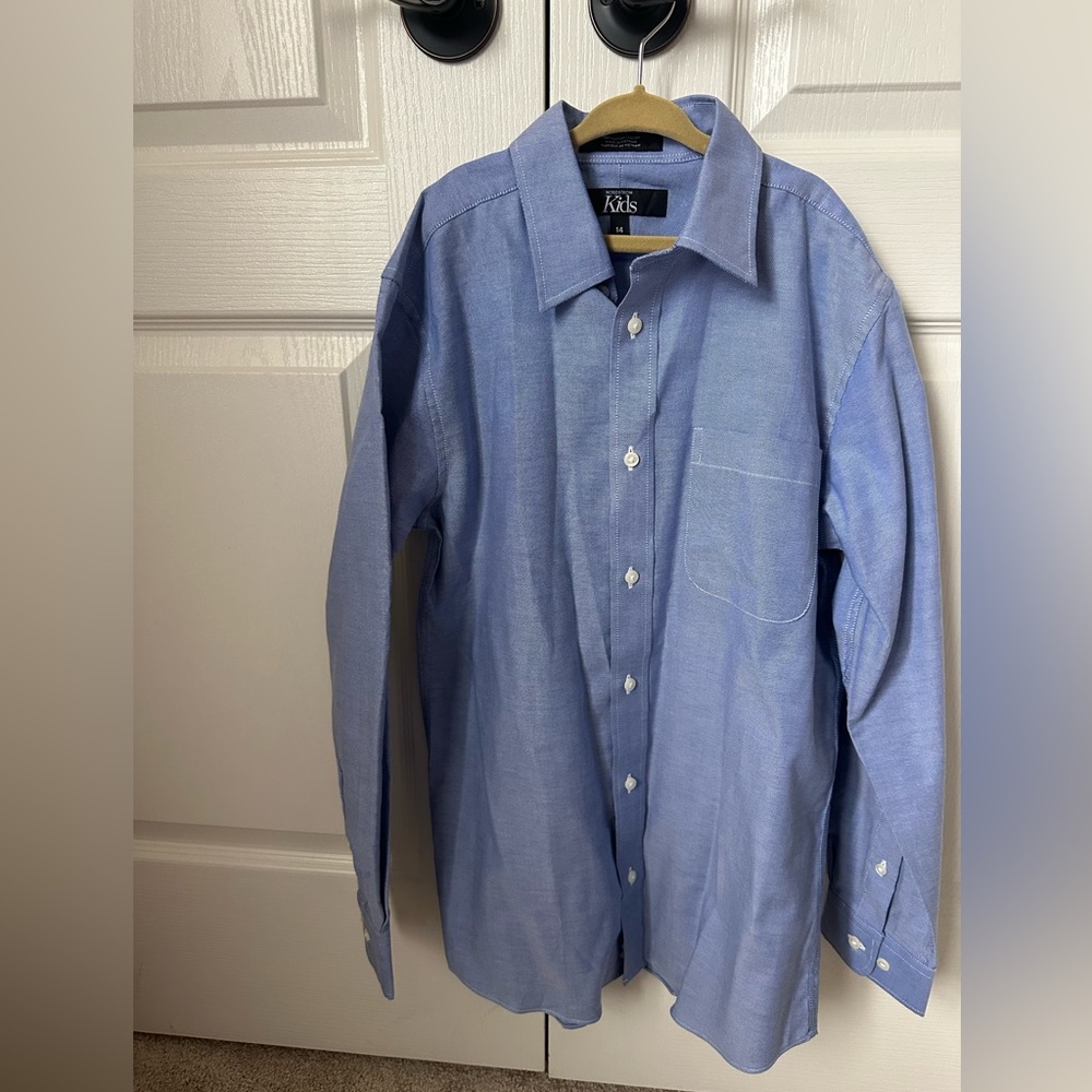 Nordstrom kids boys blue button down size 14